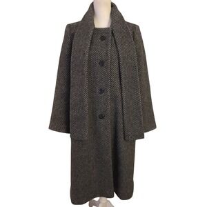 Vintage Bromleigh Wool Tweed Coat scarf collar - UNION MADE USA | SZ: Large